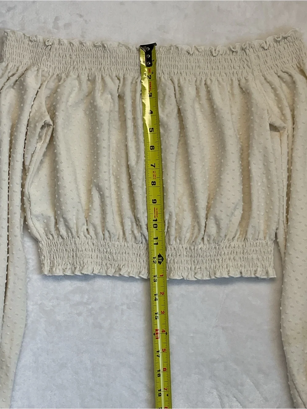 H&M Cream Off-Shoulder Swiss Dot Crop Top